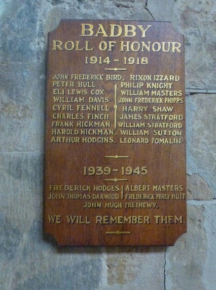 Roll of Honour, Badby Church